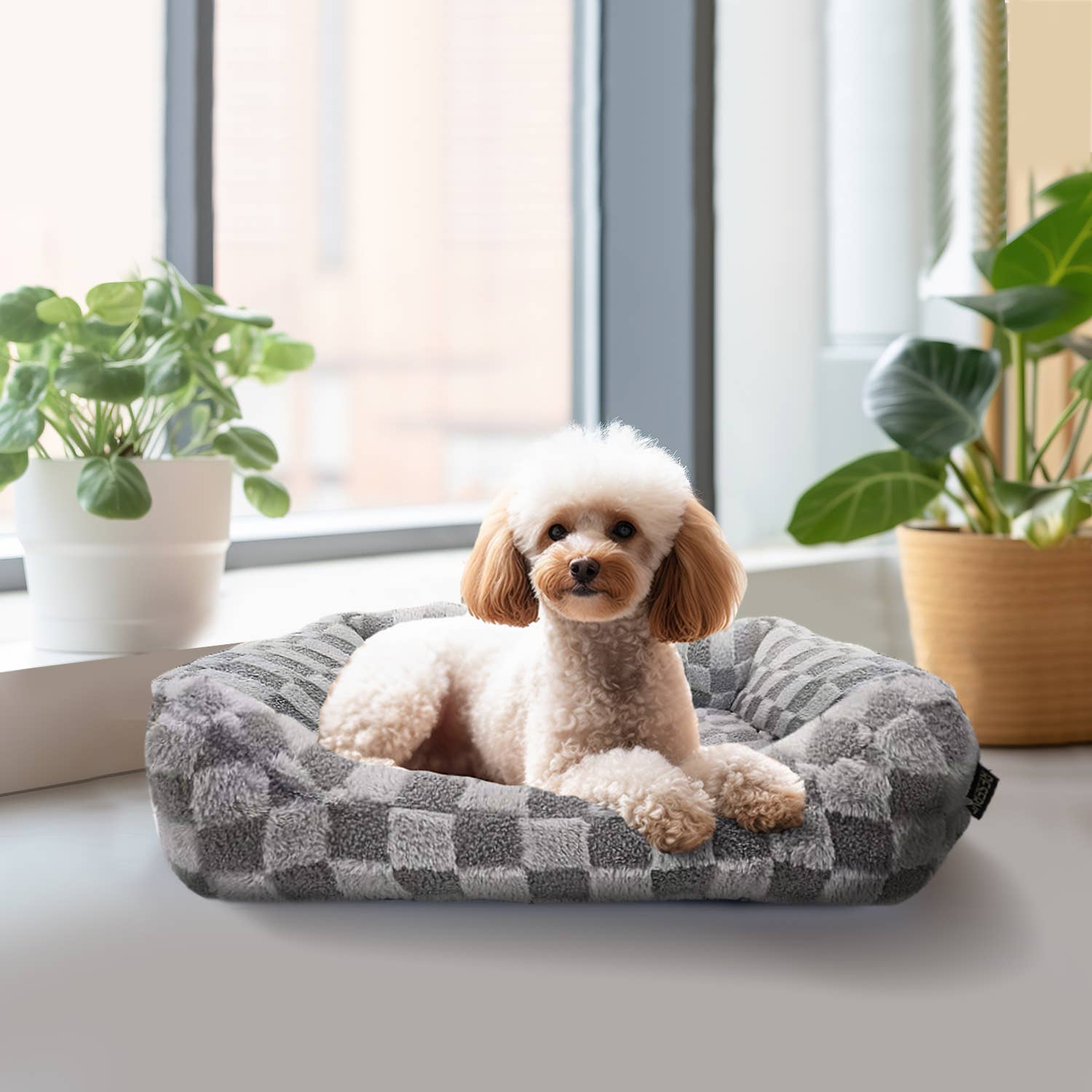 Precious Tails - Wholesale Pet Bed - Cat/Dog - Reserve Checkered Cuddler, Ultra-Soft & Elegant Bed For Pets4