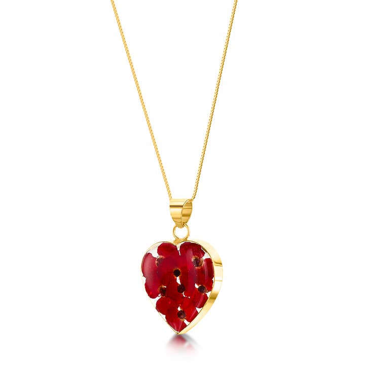 Gold Plated Sterling Silver Necklace - Poppy - Med Heart for wholesale by Shrieking Violet