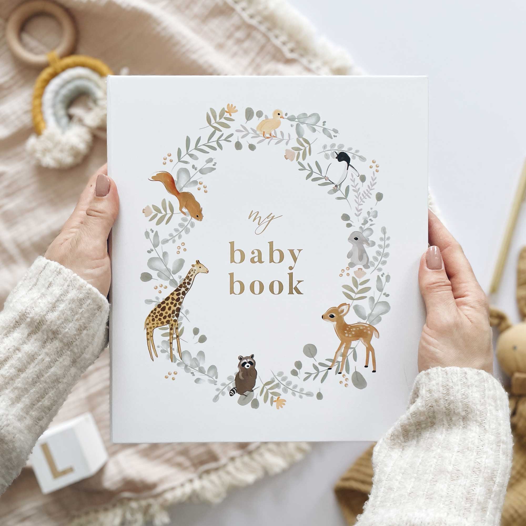 Blush And Gold - Wholesale Herinneringenboek - Kinderen en baby - My Baby Book (Dieren) luxe bewaarschrift met memory book + doos18