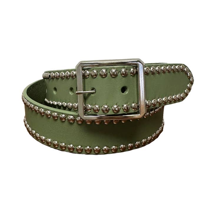 Legacy Leather Goods By Mascorro – Engroshandel Bælte - Dame – 1 1/2" læderbælte med nitter langs kanten0