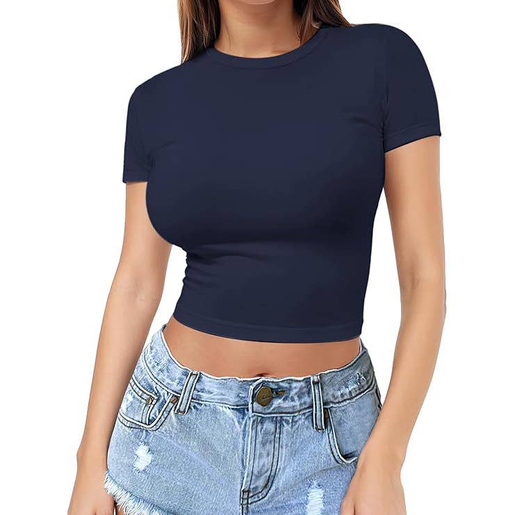 Rosa Clothing - Wholesale T-Shirt - Women's - Classic Fitted Short Sleeve Crop T-Shirt 11 Colors2