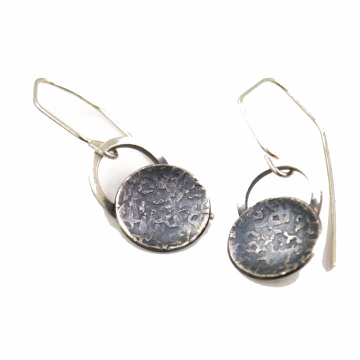 Sterling Silver Hammered Silk Disk Earrings for wholesale by J McCormick Designs