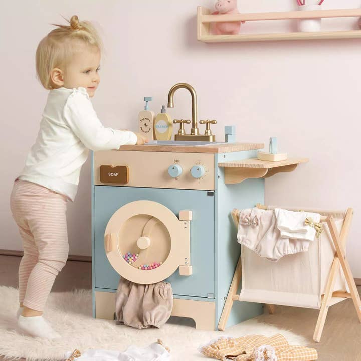 Robud & Mewoofun Official Store - Wholesale Toy Set - Kids - Robud Pretend Play Wooden Washing Machine Building Toys7
