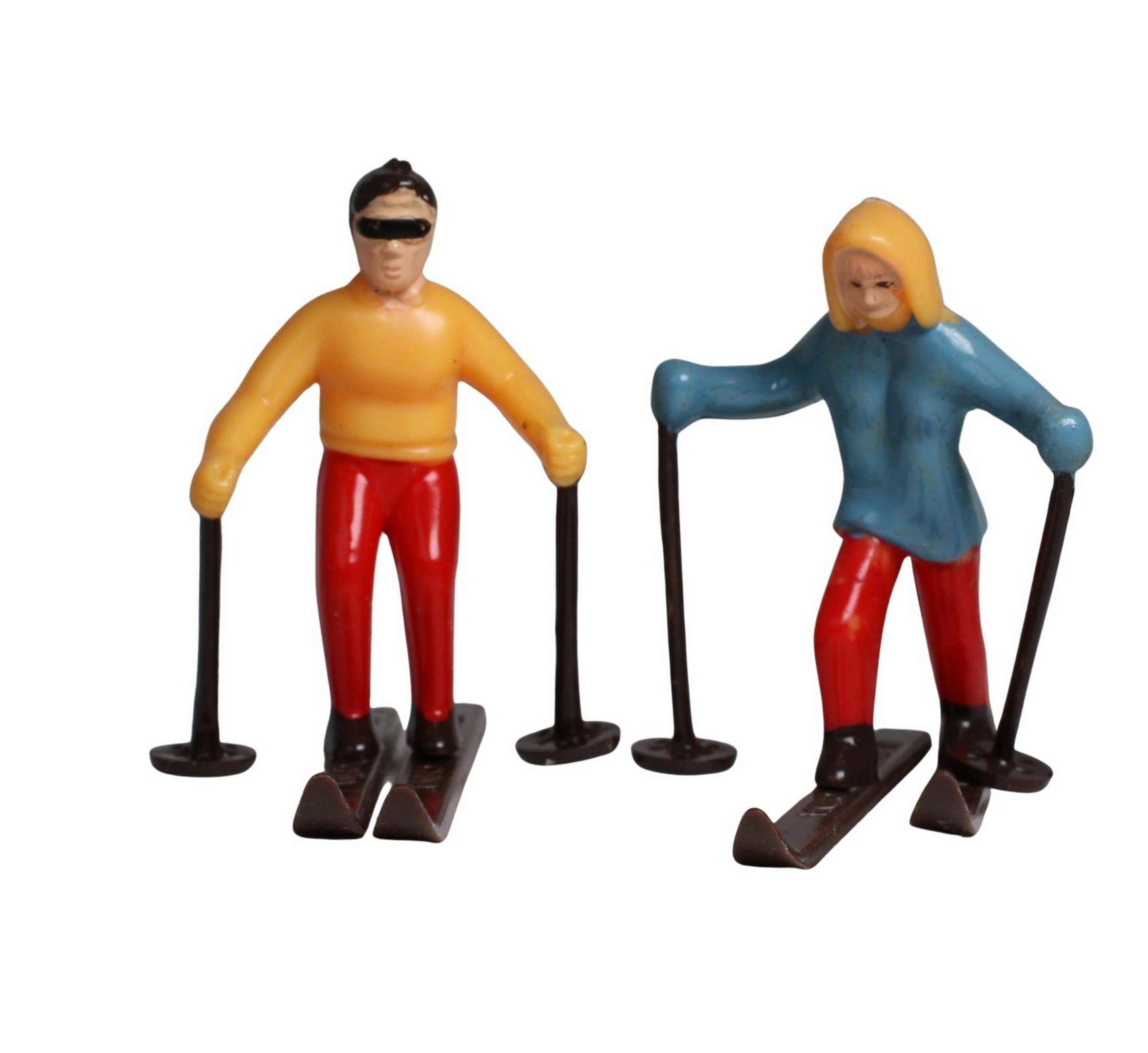   Skiers - 1960 Vintage Style - Two Retro Figures - 204-8823 for wholesale on Faire6