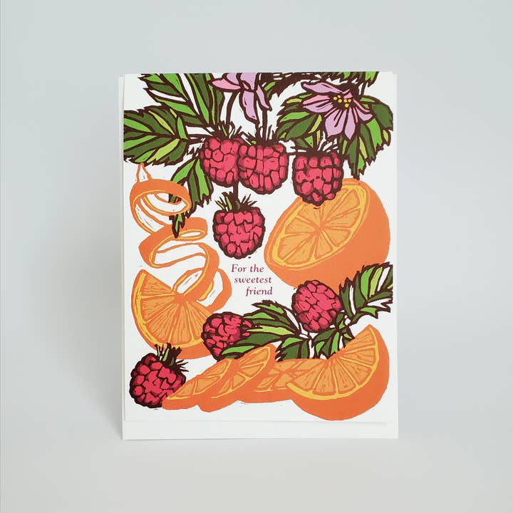 Little Green - Wholesale Friendship Card - NEW For the Sweetest Friend Orange Raspberry Greeting Card