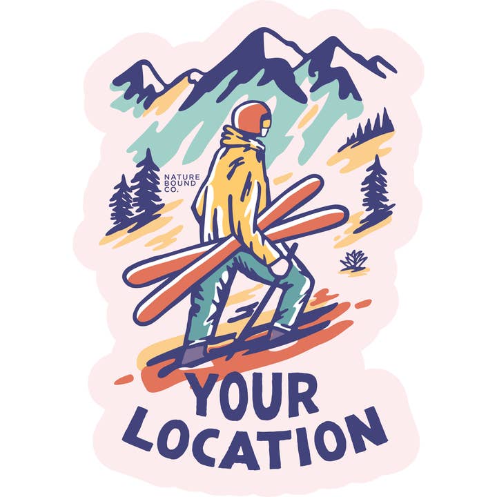 "Alpenglow" Skiland Sticker | Roze Ski's Editie voor wholesale door Nature Bound Co