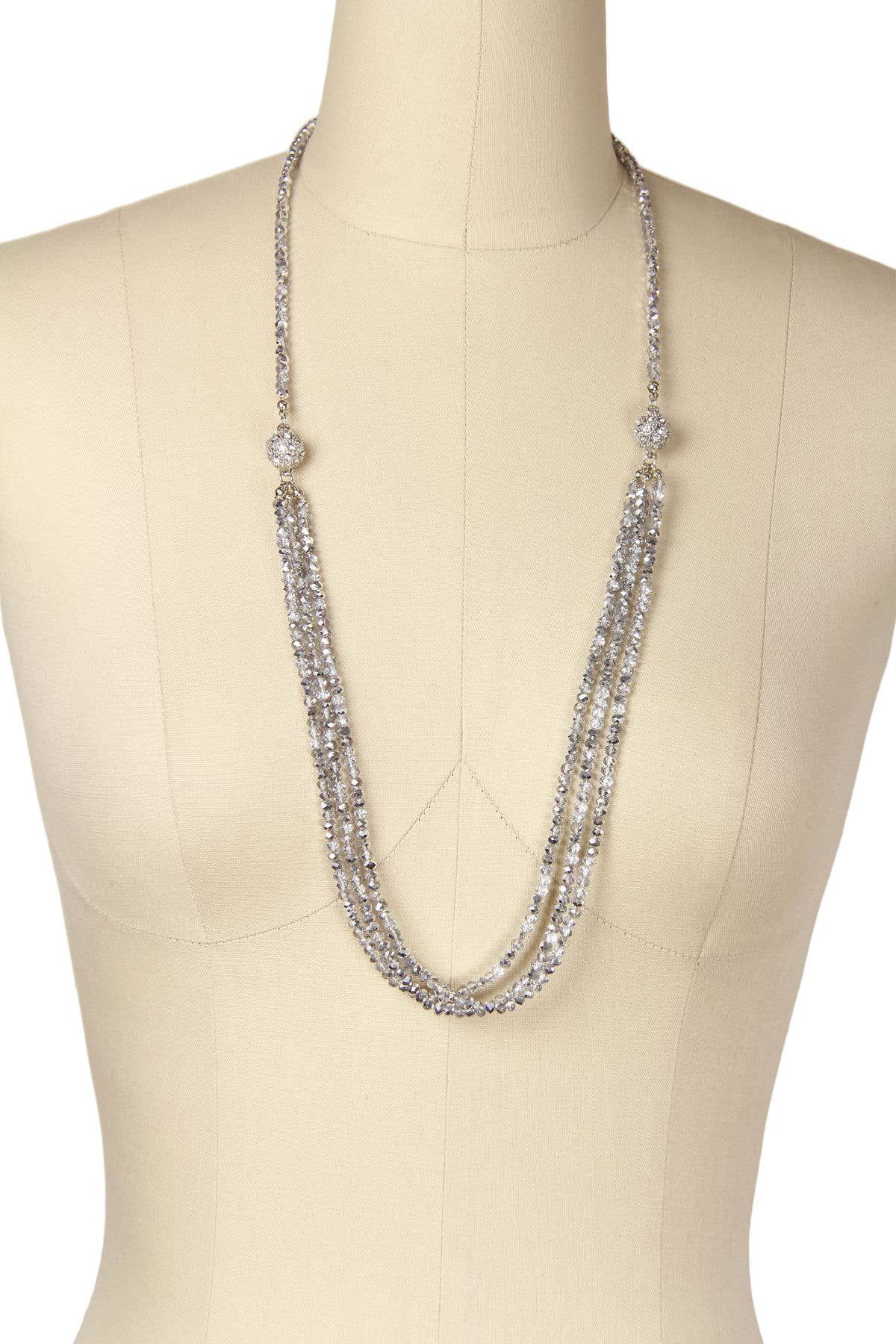 SAACHI – wholesale Beaded/pearl necklace – Simply Crystal Long Detachable Necklace7