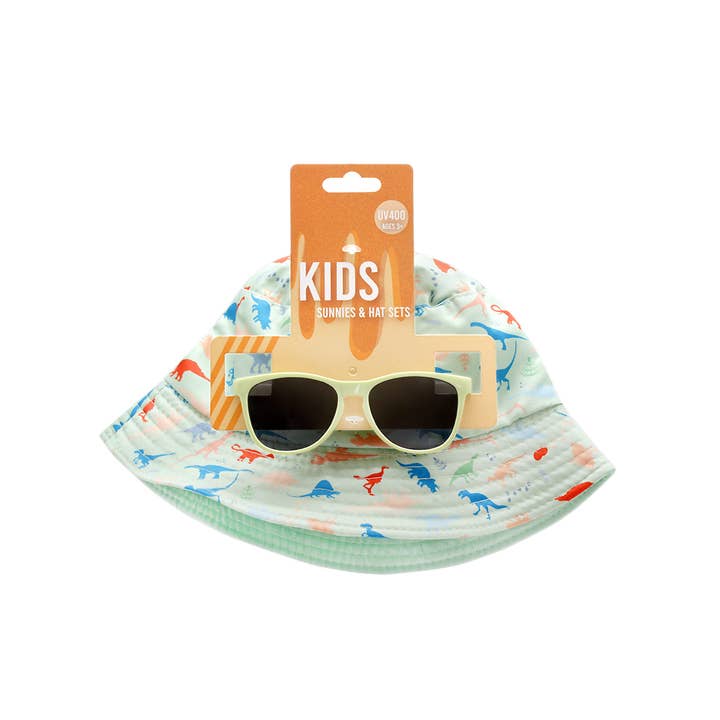 Shark Eyes, Inc - Wholesale Sunglasses - Kids - Kids Sunglasses with Bucket Hat Combination Set Dino Cute