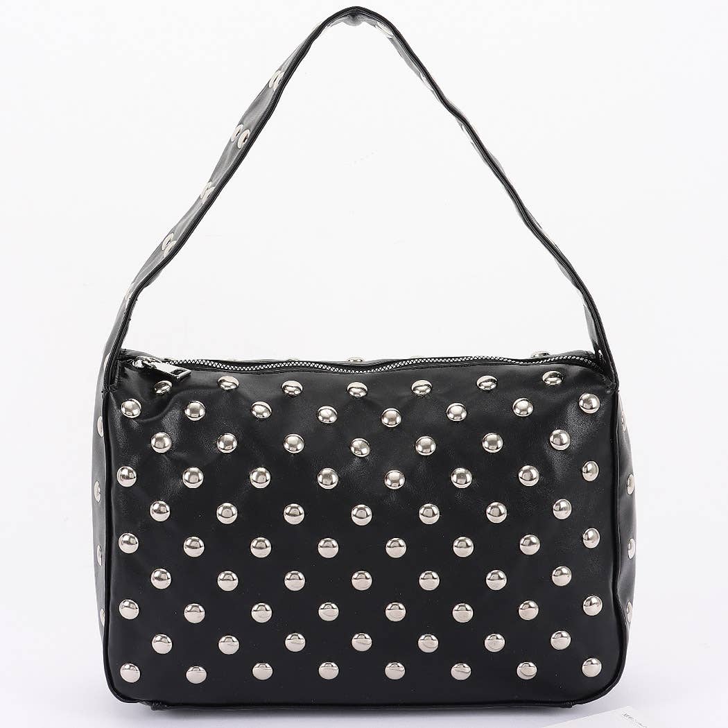 3AM BY H&D ACCESSORIES - Wholesale Shoulder Bag - Women's - Faux Leather Metal Studded Hobo Bag1