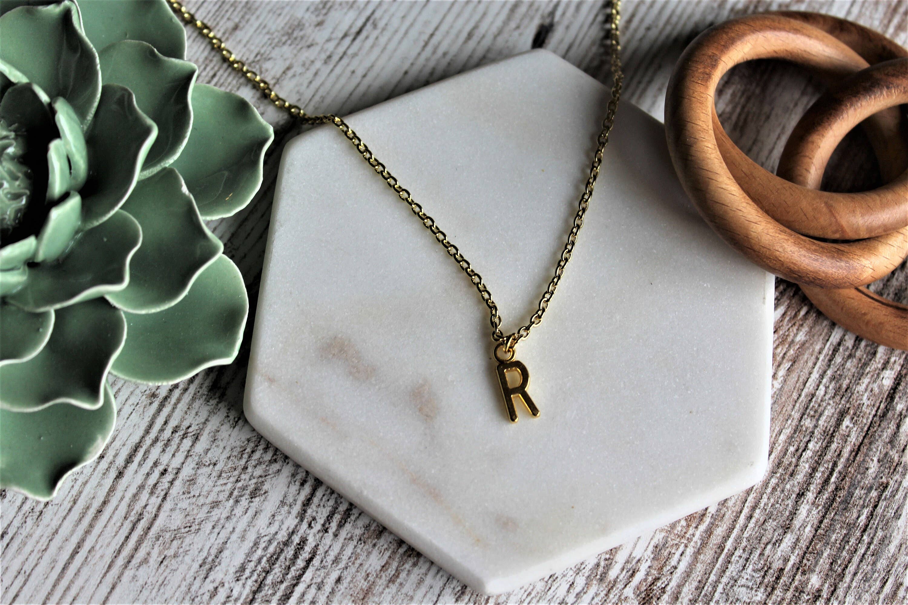 Style by Kenz - Wholesale Pendant/Charm Necklace - Gold Initial Necklace, 12K Gold Plated Initial Necklace2