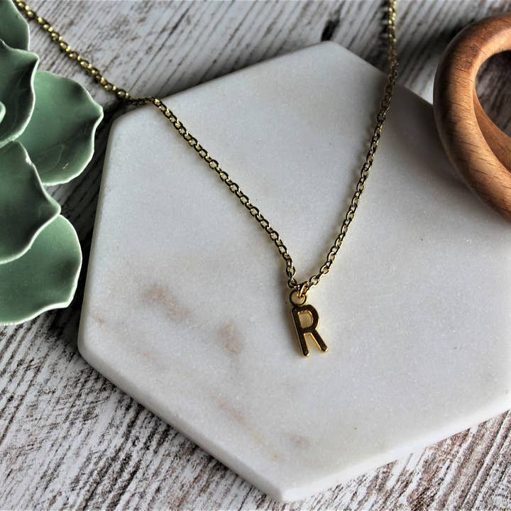 Style by Kenz - Wholesale Pendant/Charm Necklace - Gold Initial Necklace, 12K Gold Plated Initial Necklace2