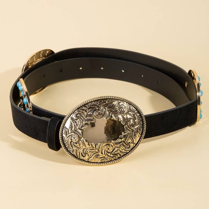 Anarchy Street - Wholesale Belt - Women's - Concho Buckle Detail Western Vegan Leather Belt5