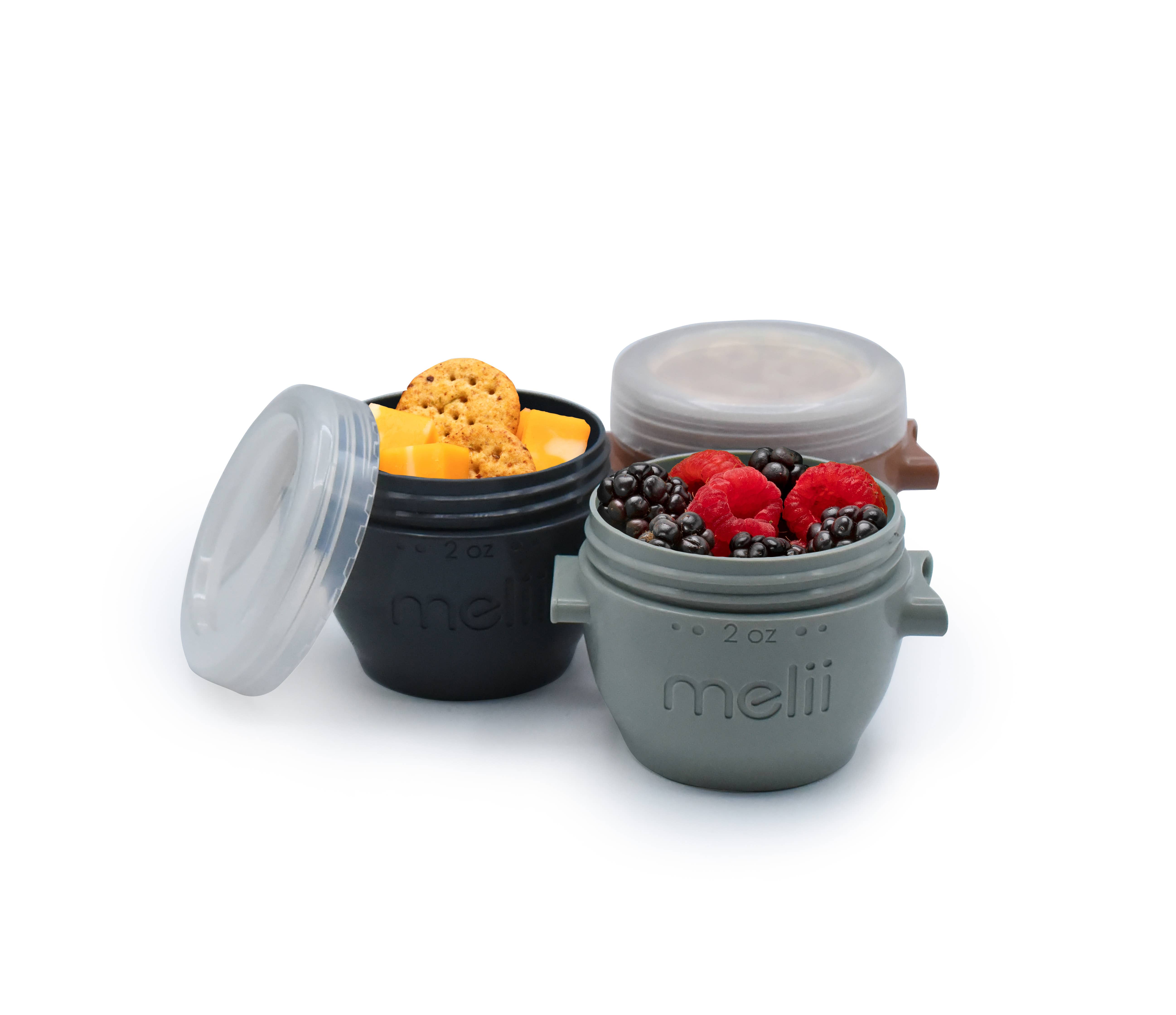 melii – Großhandel Lebensmittelbehälter – 4er Set Snap & Go Behälter – 4 Gefrier- und Snackbehälter à 118 ml4