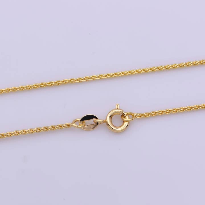 16K Gold Filled 1.3mm Dainty Foxtail Wheat 17.5 Inch Layering Chain Necklace | WA-379 Clearance Pricing for wholesale by Aim Eternal