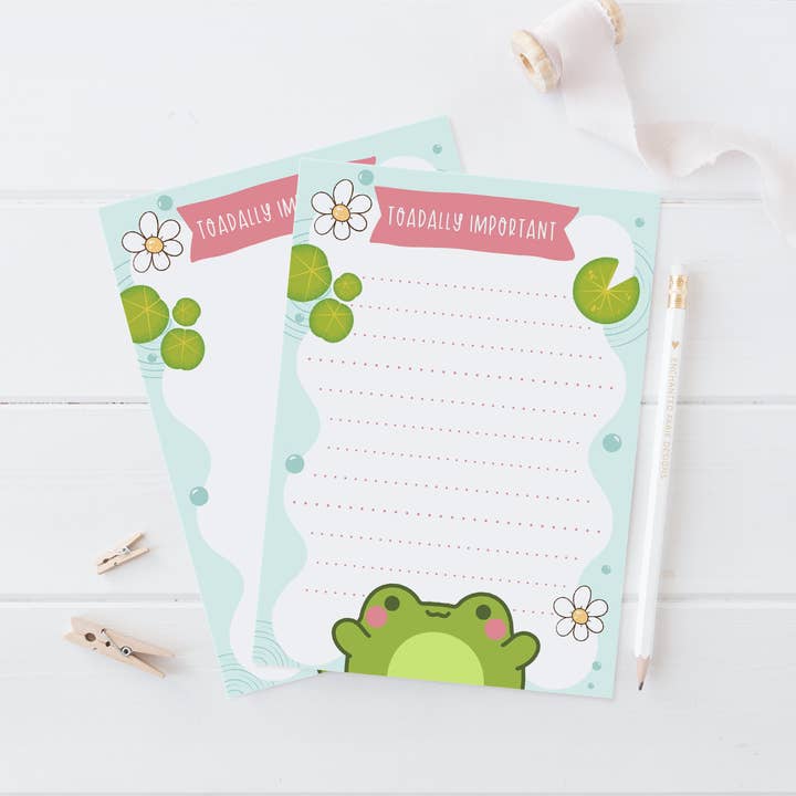 Toadally Important Frog Notepad | Cute Lined Stationery for wholesale by Enchanted Farie Designs