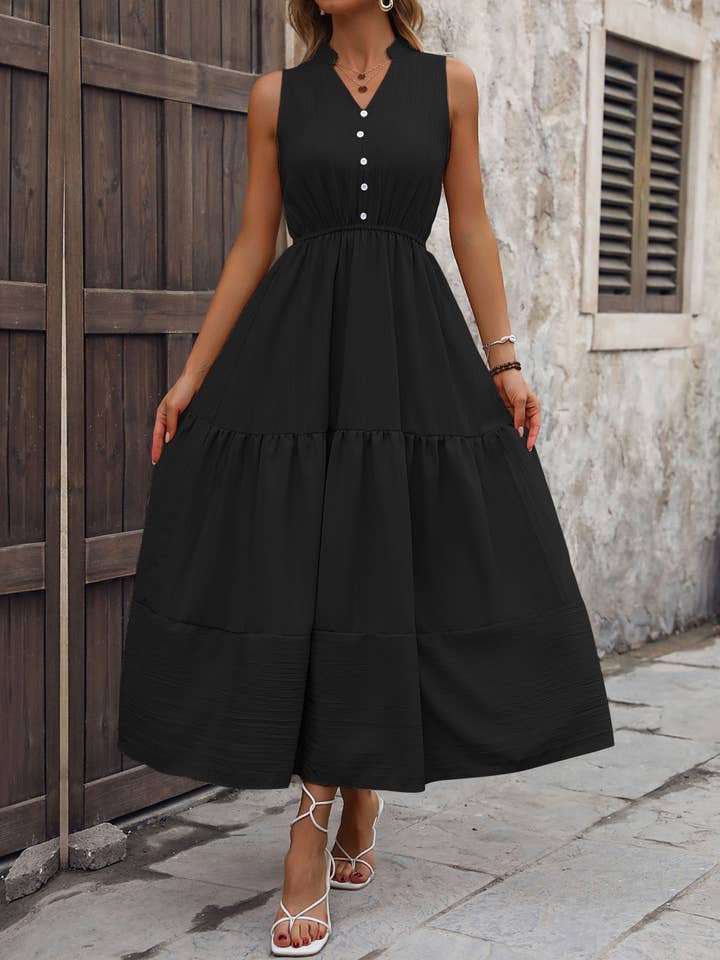 High Waisted Sleeveless Solid Color Dress for wholesale by Wholesalesir