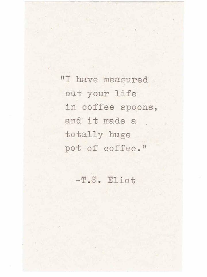 Lustige Geburtstagskarte von T.S. Eliot Coffee Spoons für den Großhandel von BlueSpecsStudio