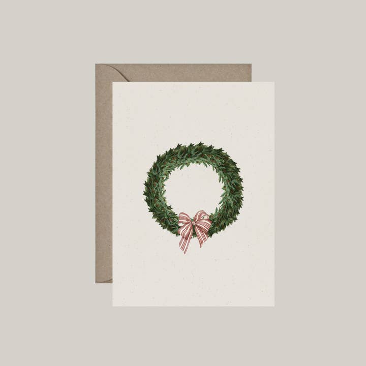 Folded card | winter wreath with bow for wholesale by De Papierboetiek