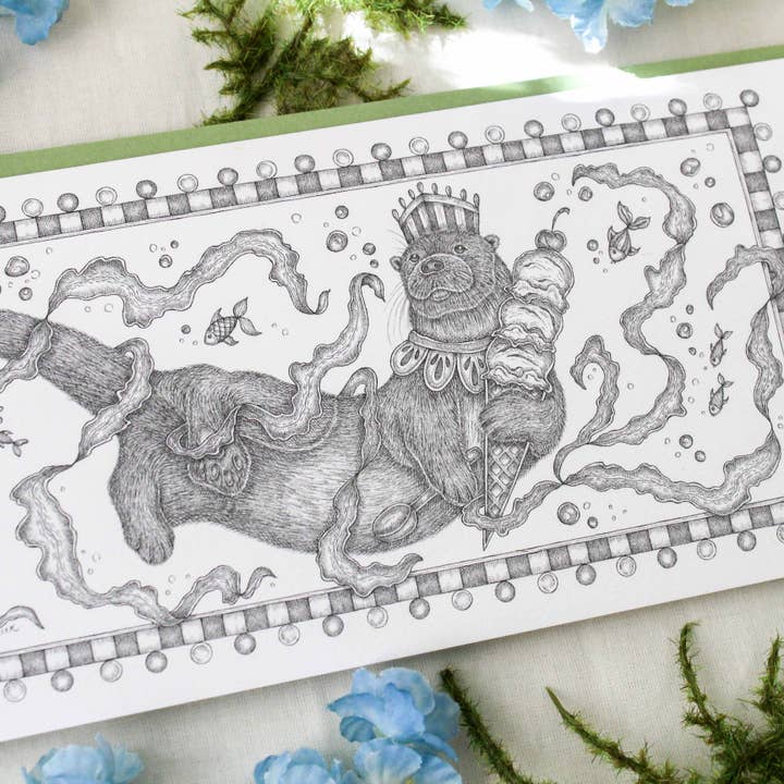 Otter's Ice Cream Parlor | Greeting Card for wholesale by Mackenzie Myrick Studio