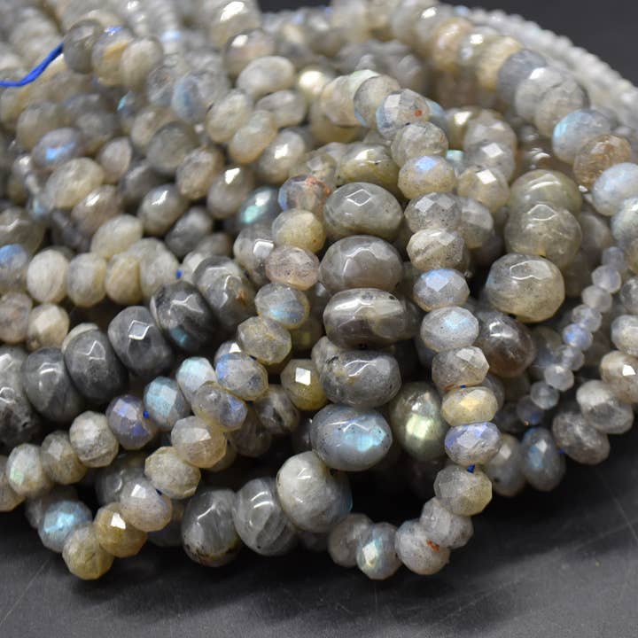 Grade A Natural Labradorite Faceted Rondelle Spacer Beads for wholesale by Oriental Direct Craft Supplies