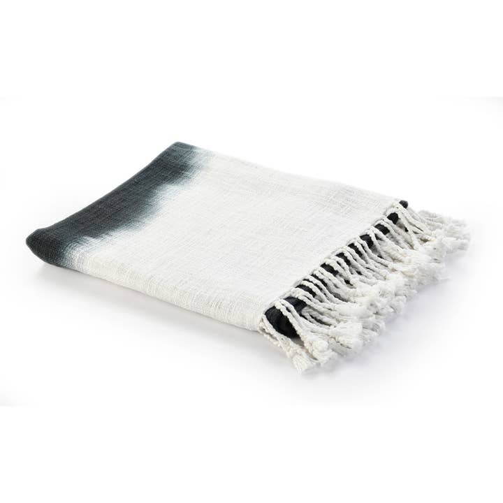 LR Home - Wholesale Throw Blanket - Hand-Dyed Color-Block Lightweight Cotton Throw With Fringe6