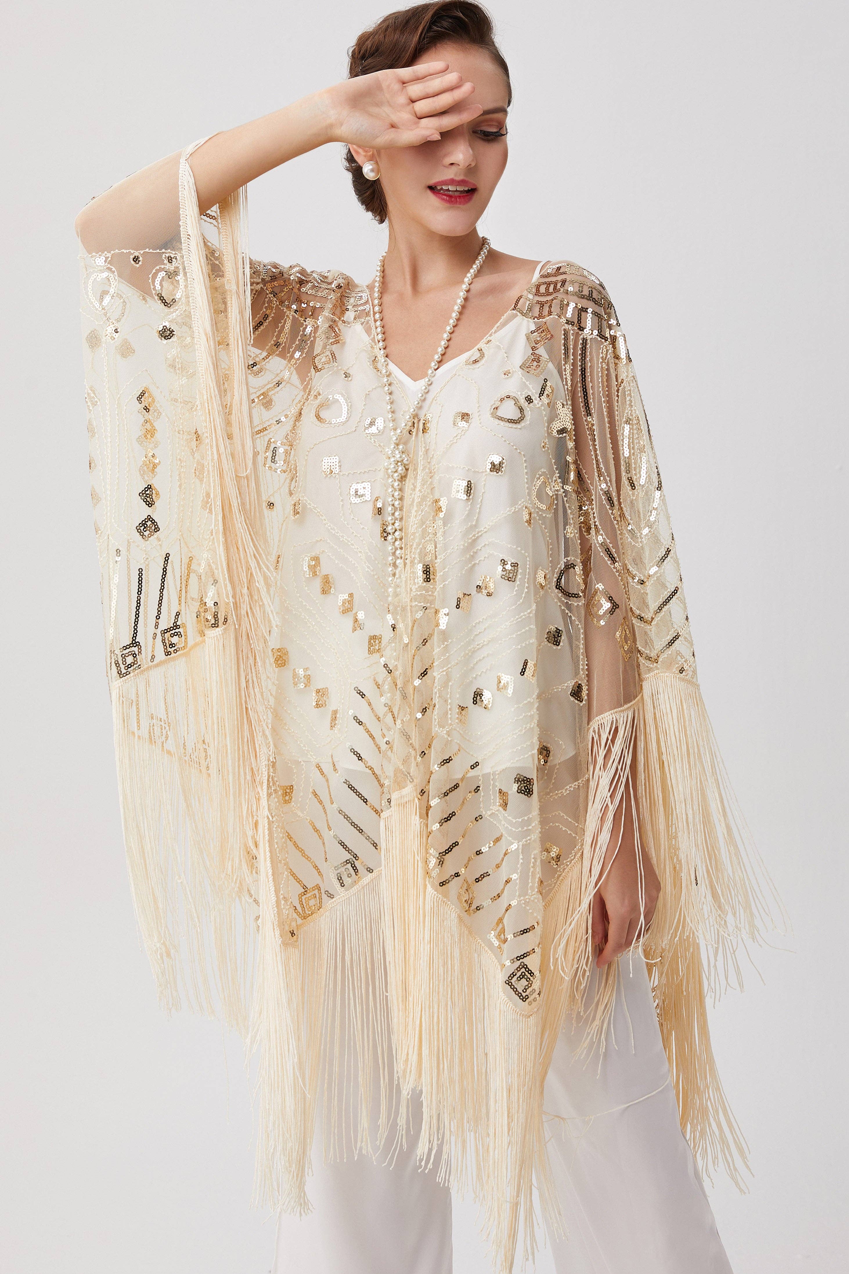 BABEYOND – wholesale Wrap – Women's – 1920s Knee Length Fringed Shawl26