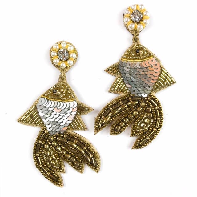 Pendientes Pez de Plata + Bronce para venta al por mayor de Allie Beads