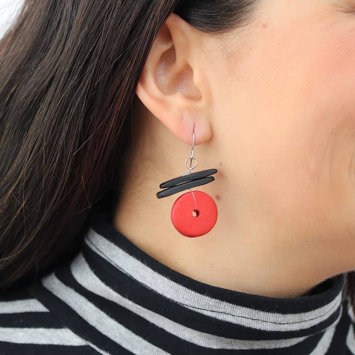 Sylca Designs - Wholesale Dangle Earrings - Red Elaine Earrings1