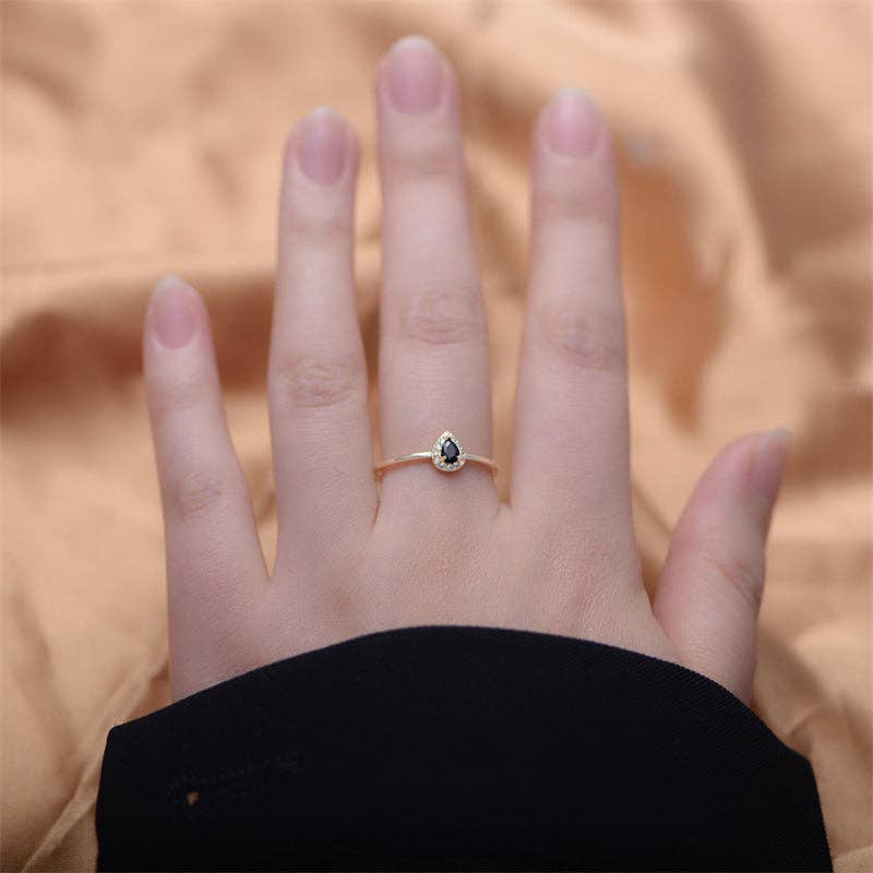 Perimade & Co. LLC - Wholesale Band/Stacked Ring - Dainty Gold Teardrop Stacking Ring in 925 Sterling Silver1