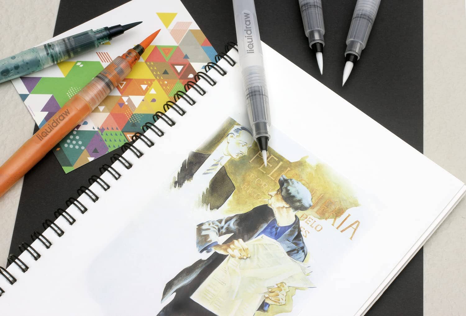 Liquidraw - Wholesale Pen - Liquidraw Watercolour Brush Pens Set of 3 Refillable Long Tank Ink and Water Brush Pens For Paints, Artists, Painting, Calligraphy & Lettering7