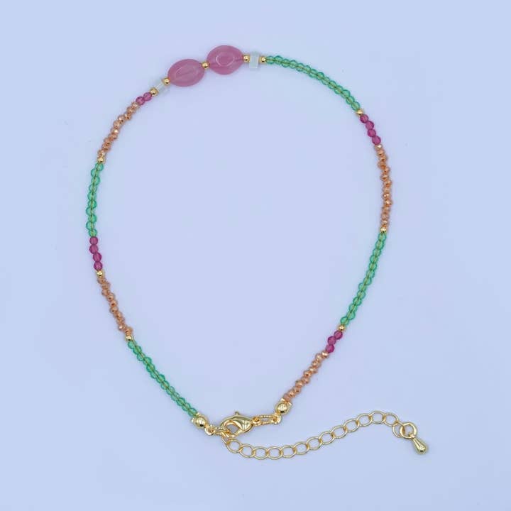 24K Gold Filled Watermelon Quartz Gemstone 9.25 Inch Bracelet | WA-2954 for wholesale by Aim Eternal