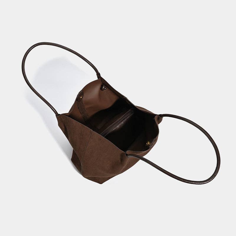 EmberLoom - Vendita all'ingrosso Borsa tote - Donna - Borsa Tote in Pelle Scamosciata Retrò 2026 con Pochette Staccabile2