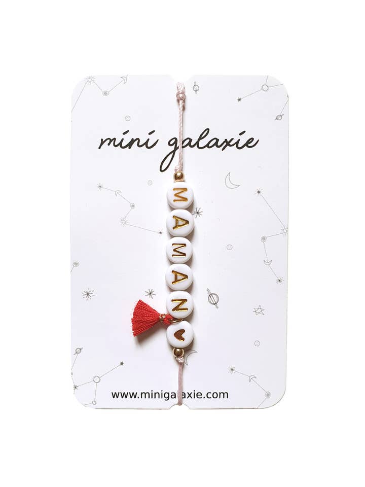 MAMAN red pompom bracelet for wholesale by Mini galaxie
