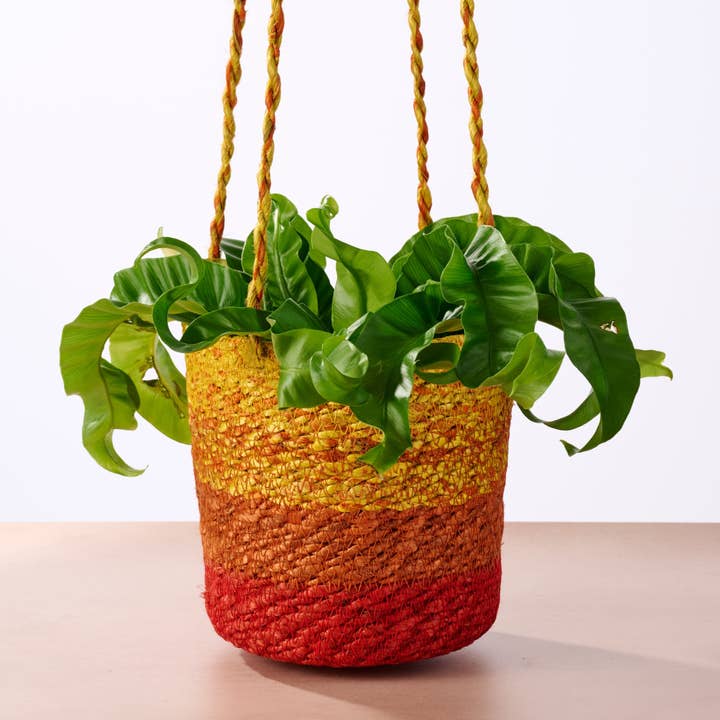 Buna Jute Plant Hanger - Red for wholesale by Ten Thousand Villages