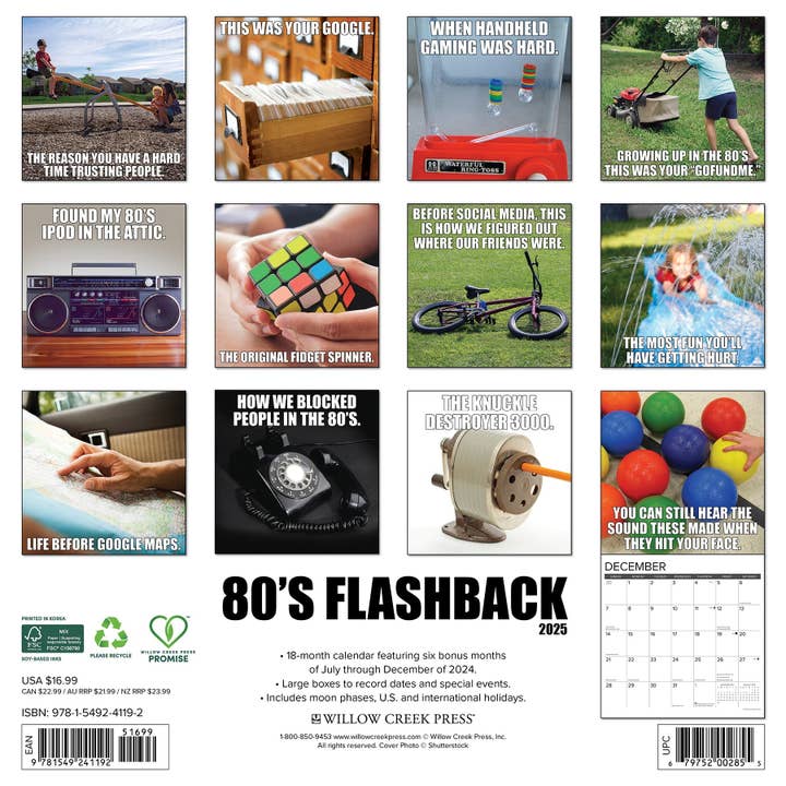 Willow Creek Press & Gifts - Wholesale Calendar - 80's Flashback 2025 Wall Calendar