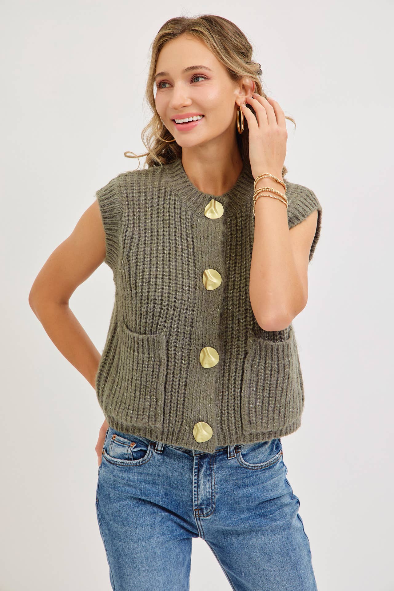 Sweet Lovely by Jen - Wholesale Knit Sweater - Women's - CHUNK SWEATER KNIT VEST 25