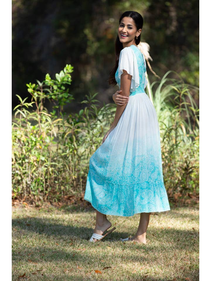 Sacred Threads - Wholesale Dress - Women's - Blue Ombre Enchanting Summer Maxi Dress