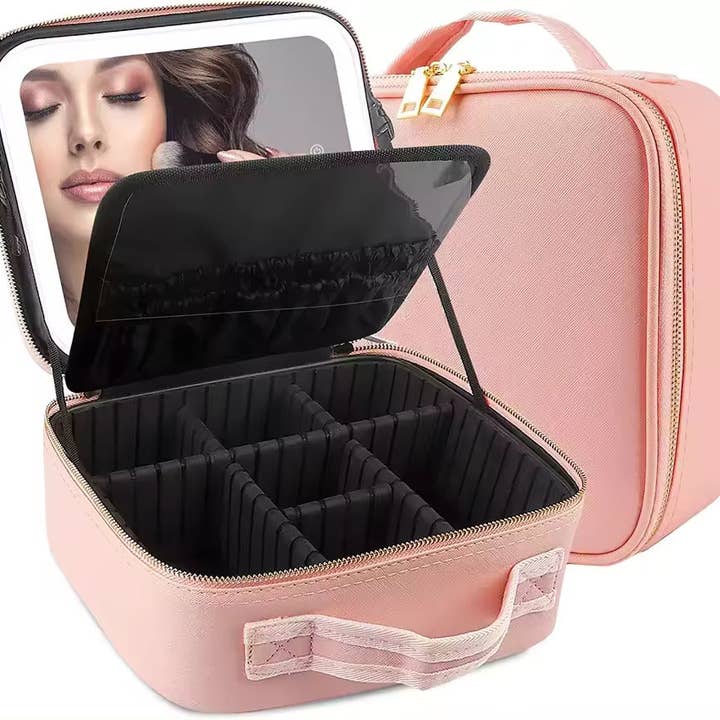 Vivalui - Wholesale Makeup/Cosmetic Bag - Makeup Bag with LED Mirror Cosmetic Travel Case