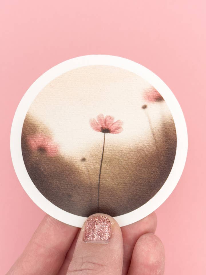 Watercolor Dainty Pink Flower Sticker for wholesale by Hales Yeah Design