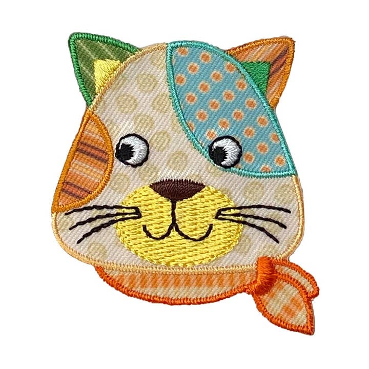Patchwork Cat, Kitten, Pets, Face, Head, Animals, Embroidered, Iron on Patch for wholesale by Wholesale Applique