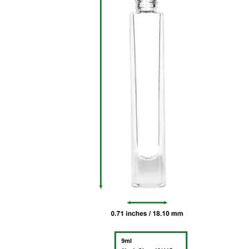 Best Bottles - Vente Supports pour huile essentielle - Grande bouteille en verre cylindrique transparent avec bille roulante en métal-9 ml12