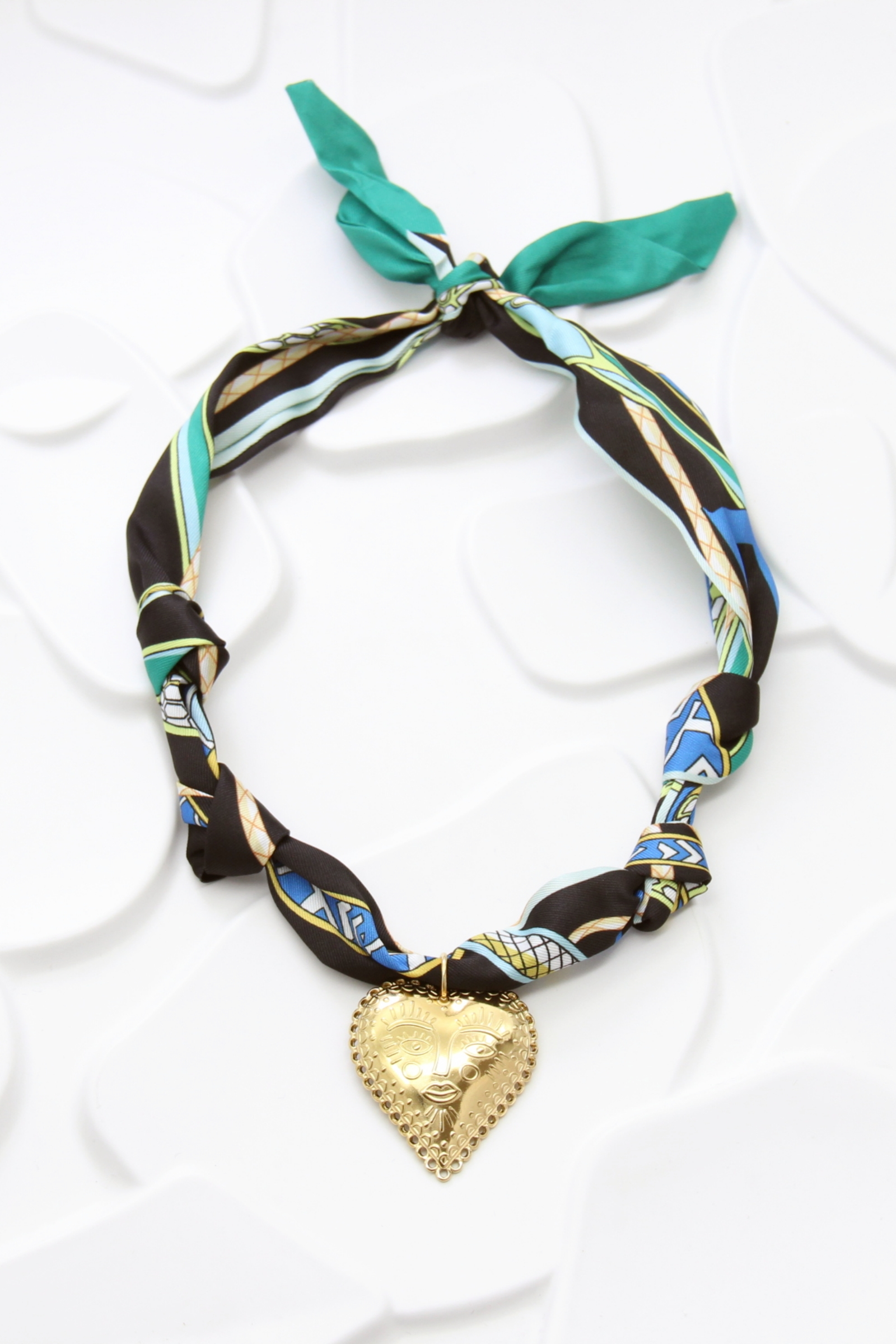 Gold Ethnic Golden Heart Pendant Scarf Necklace Stainless Steel for wholesale on Faire1