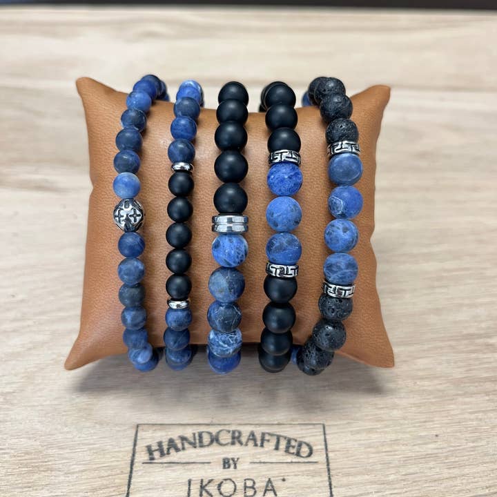 IKOBA - Wholesale Jewelry Set - SET OF 5 MEN'S BRACELETS WITH NATURAL STONES.8