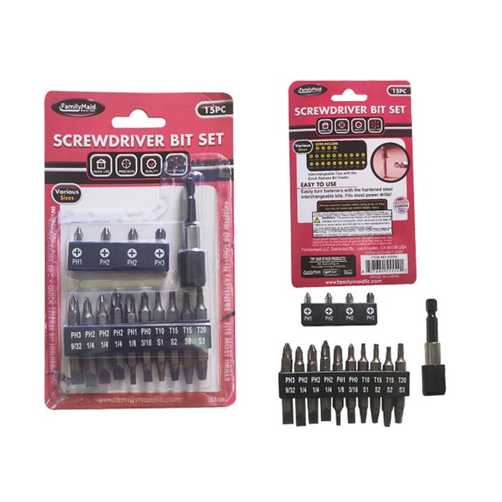 Schroevendraaier Bit Set 15-delig met Snelontgrendelingshouder voor wholesale door Deluxe Import Trading