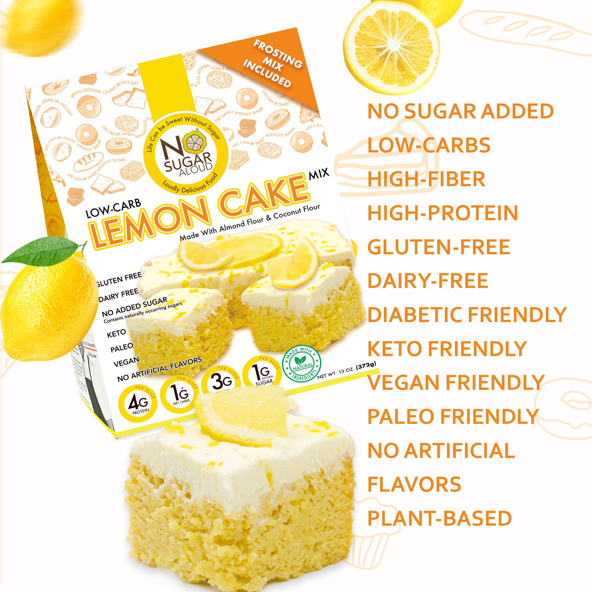 No Sugar Aloud LLC - Wholesale Cake Mix - Low-Carb Lemon Cake Mix1