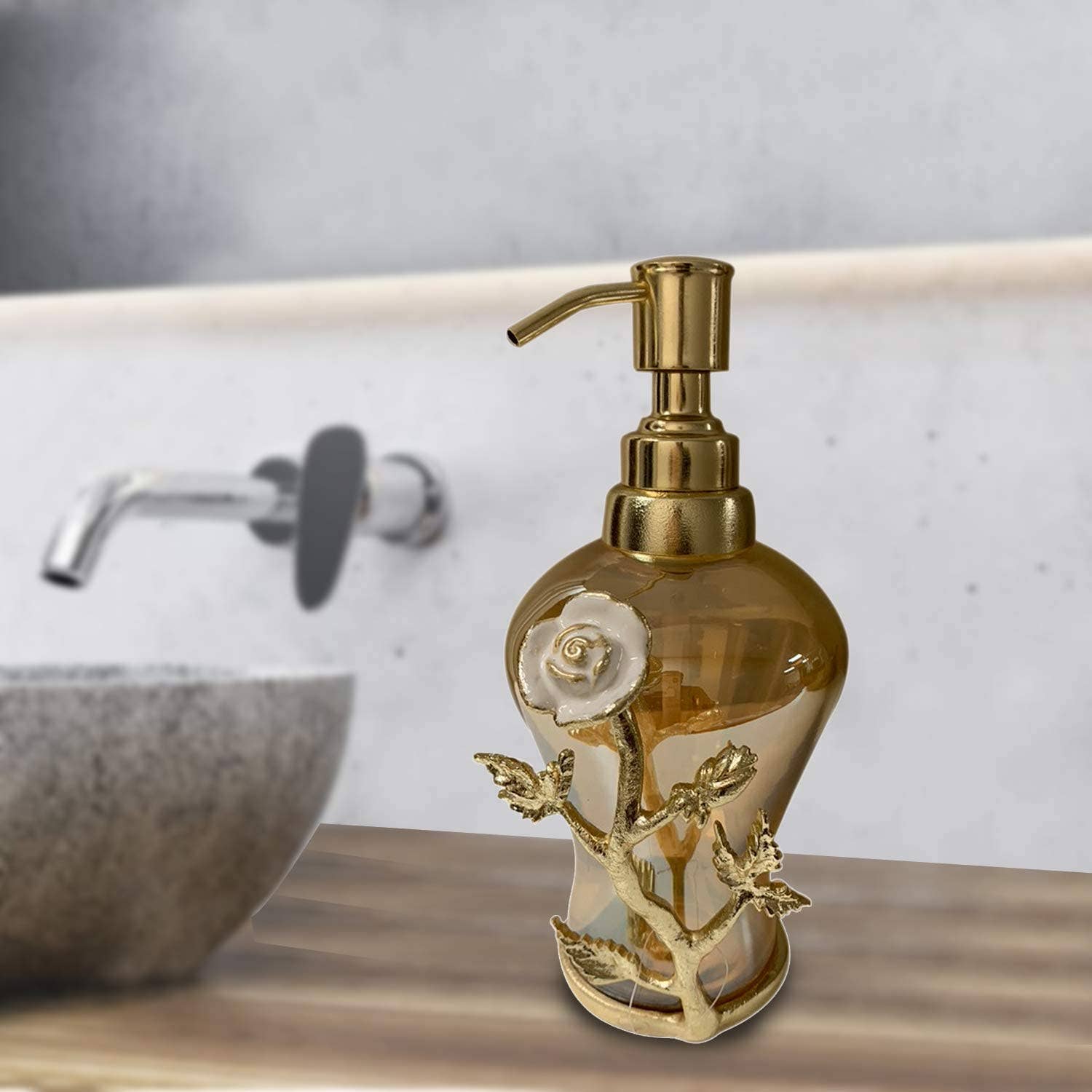 Gold The Enamelled Rose Collection, Decorative Soap Dispensers for wholesale on Faire4