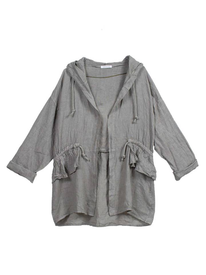 Dani Ruffled Robe in Taupe for wholesale by Caposhie