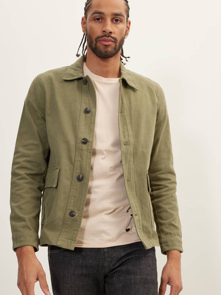 Herrearbejdsjakke i canvas – grøn for engroshandel hos Ron Tomson