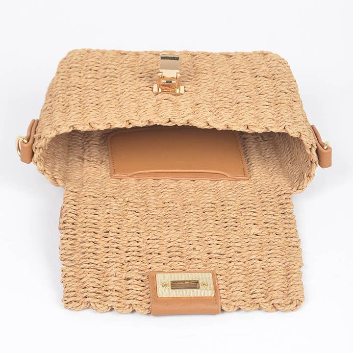 KH Faux Straw Top Handle Bag for wholesale on Faire