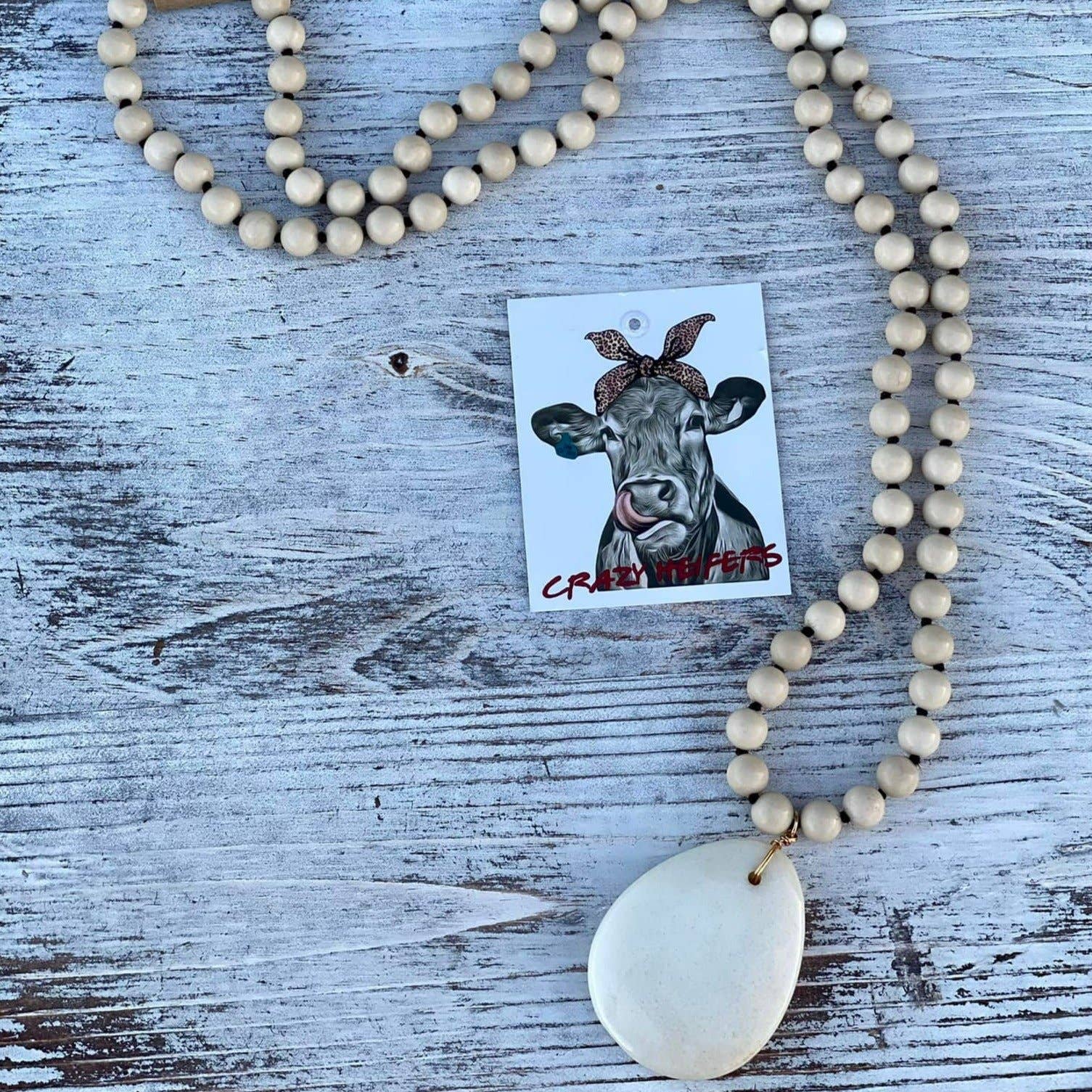 Crazy Heifers Wholesale – Engroshandel Halskæde med vedhæng – Stor Howlite sten halskæde0